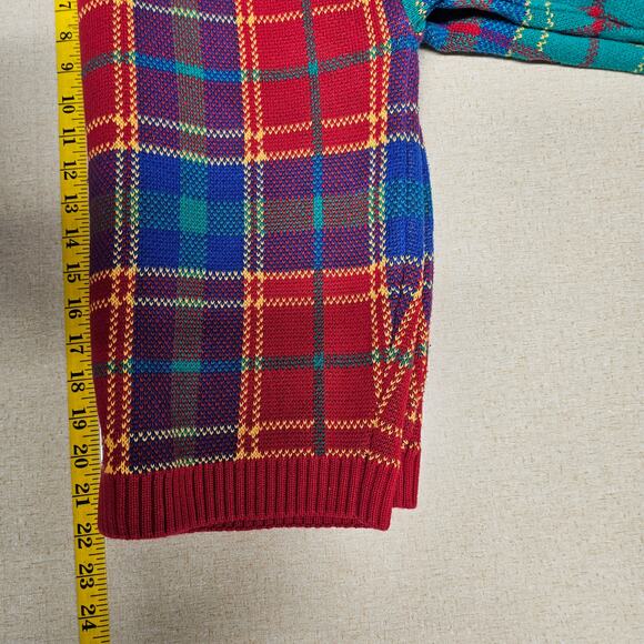 Picone Sport Plaid Button Down Sweater 100% Cotton Women's Petite SP Outerwear - Picture 7 of 7